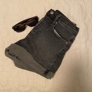 Levi’s black cuffed denim shorts